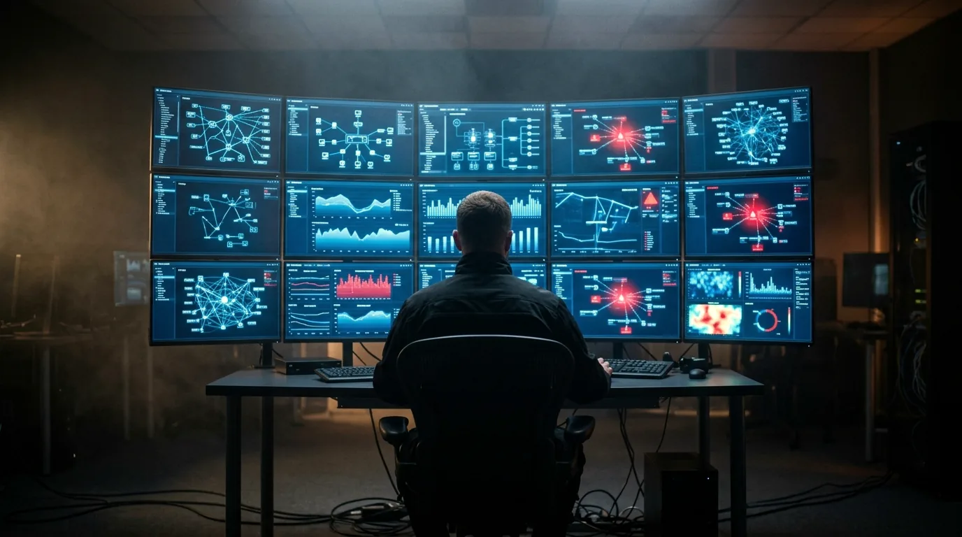Ein Operator zeichnet Netzsegmentierung nach, jene Kontrolle, die entscheidet, wie weit ein Eindringling nach dem Alarm noch kommt.